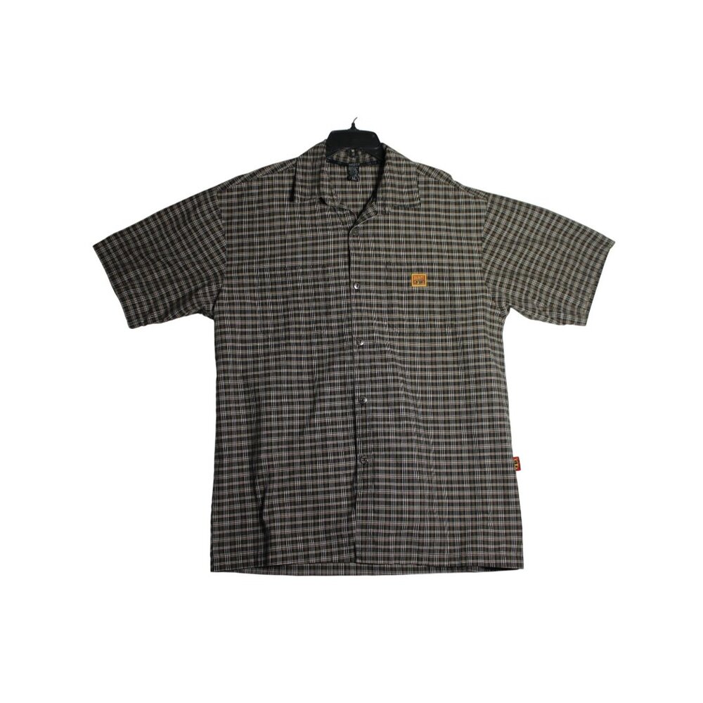 FB COUNTY Brown Plaid Short Sleeve Checker Work Shirt Mens XL